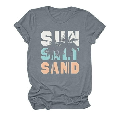 LYXSSBYX Plus Size Womens Shirts Clearance Summer Beach Printed T-Shirt with Round Neck and Short Sleeved Top