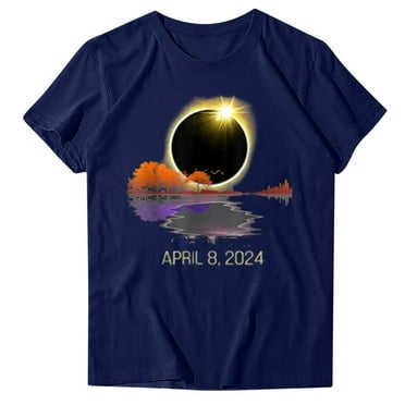 LYXSSBYX Plus Size Womens Shirts Clearance Total Solar 2024 Printed T-Shirt with Round Neck and Short Sleeved Top