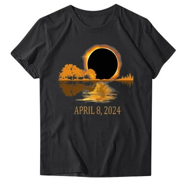 LYXSSBYX Plus Size Womens Shirts Clearance Total Solar 2024 Printed T-Shirt with Round Neck and Short Sleeved Top