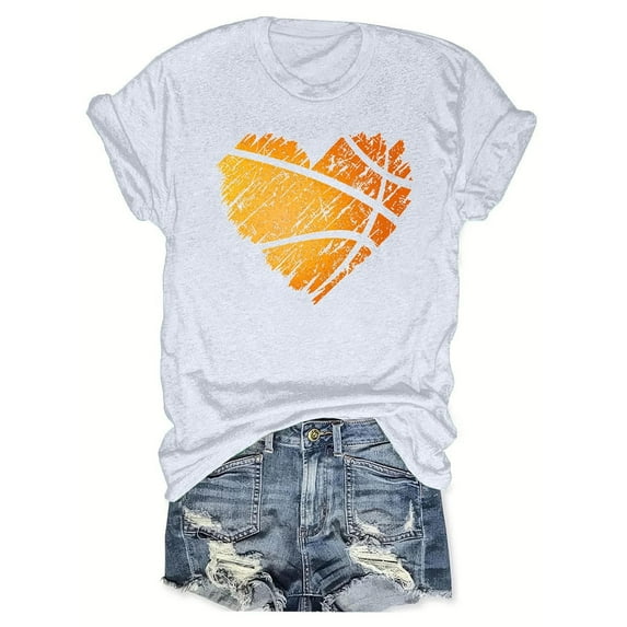 LYXSSBYX Plus Size Womens Shirts Clearance Women's Baseball Sport Printed T-Shirt with Round Neck and Short Sleeved Top