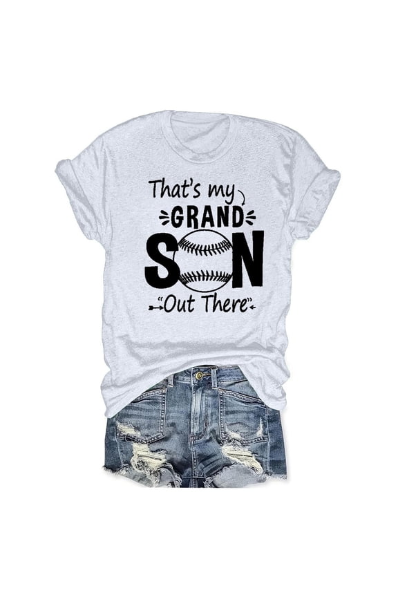 Plus Size Womens Shirts Clearance Women's Baseball Sport Printed T-Shirt with Round Neck and Short Sleeved Top