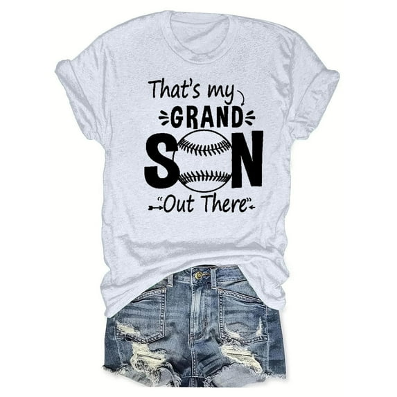 LYXSSBYX Plus Size Womens Shirts Clearance Women's Baseball Sport Printed T-Shirt with Round Neck and Short Sleeved Top