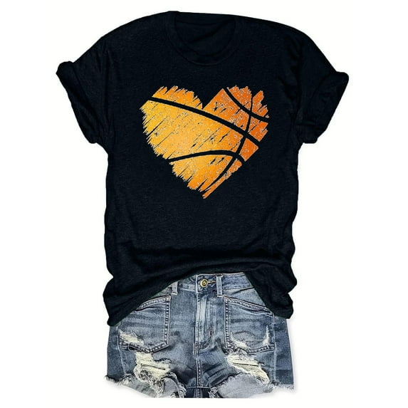 LYXSSBYX Plus Size Womens Shirts Clearance Women's Baseball Sport Printed T-Shirt with Round Neck and Short Sleeved Top