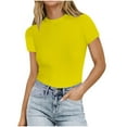 thumbnail image 1 of LYXSSBYX Plus Size Womens Shirts Women's Casual Solid Color Short-Sleeved Crew-Neck Top, 1 of 5