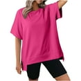 thumbnail image 1 of LYXSSBYX Plus Size Womens Shirts Women's Loose Casual Solid Color Irregular Design Short Sleeved Top, 1 of 9