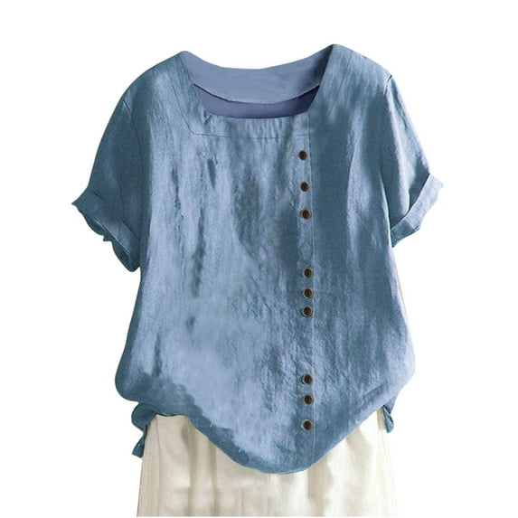 LYXSSBYX Plus Size Womens Shirts Women's Summer Casual Short Sleeve Flower Printing Loose Shirt Tops