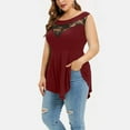 thumbnail image 1 of LYXSSBYX Plus Size Womens Tops Short Sleeve Clearance Plus Size Women Solid Floral Lace O-Neck Asymmetric Sleeveless Tops Blouse, 1 of 1
