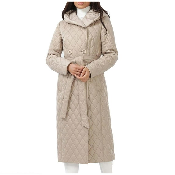 LYXSSBYX Puffer Jacket Womens Clearance Womens Winter Clothes Plus Size Warm Hooded Leather Cotton Coat Long Sleeve Jacket