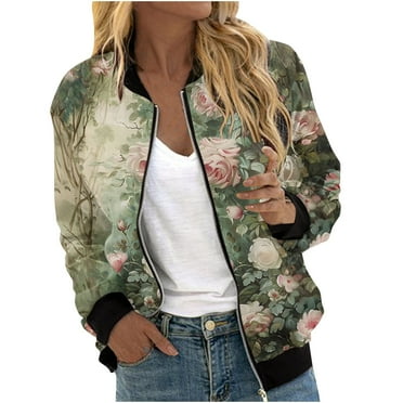 LYXSSBYX Shackets for Women 2024 Women's Loose Long Sleeved Sweatshirt with Zipper Jacket Casual Coarse Knitted Baseball Jacket