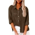 thumbnail image 1 of LYXSSBYX Shirts for Women Trendy Summer Women's Tops Fashion Solid Color Fake Pocket Button Shirt Lapel Long Sleeve Lapel Tops/Shirts, 1 of 5