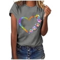 thumbnail image 1 of LYXSSBYX Short Sleeve Womens Tops Clearance Women Casual Letter Printing Short Sleeves O-Neck Loose T-Shirt Blouse Tops, 1 of 6