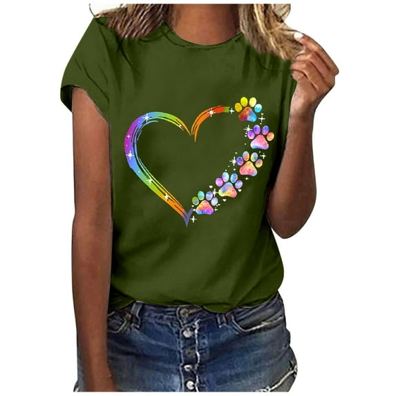 LYXSSBYX Short Sleeve Womens Tops Clearance Women Casual Letter Printing Short Sleeves O-Neck Loose T-Shirt Blouse Tops