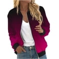 thumbnail image 1 of LYXSSBYX Spring and Fall Jackets for Women Clearance Women's Casual Temperament Fashion Stand Collar with Pocket Zipper Jacket Printed Long Sleeve Casual Coat, 1 of 5