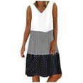 thumbnail image 1 of LYXSSBYX Summer Dresses for Women 2024 Fashion Women Casual Loose Stripe Patchwork V-Neck Sleeveless Dress Sundress, 1 of 7