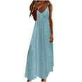 thumbnail image 1 of LYXSSBYX Summer Dresses for Women 2024 Women Casual Holiday Style Hollow Out Long Dress Solid Color Loose Sleeveless V-Neck Camisole Dress, 1 of 6