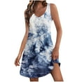 thumbnail image 1 of LYXSSBYX Summer Dresses for Women 2024 Women's Casual With Pockets Summer Boho Beach Dress T-Shirts Dress V Neck Loose Tank Dresses, 1 of 4