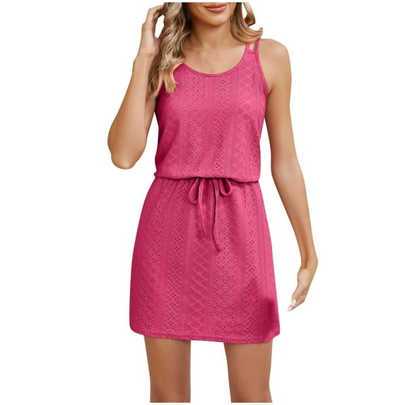 LYXSSBYX Summer Dresses for Women 2024 Women's Summer Casual Print V-Neck Sleeveless Suspended Strap Dress