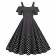 thumbnail image 1 of LYXSSBYX Summer Dresses for Women Clearance Fashion Women's Casual Dot Printed Short Sleeve Ladies Off Shoulder Swing Dress, 1 of 8