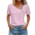 thumbnail image 1 of LYXSSBYX Summer Tops for Women 2024 Short Sleeve Women's Loose Summer Casual Solid Color V-Neck Short Sleeved T-Shirt Top, 1 of 5