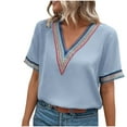 thumbnail image 1 of LYXSSBYX Summer Tops for Women 2024 Women's Casual Solid Color Short-Sleeved V-Neck Top, 1 of 6