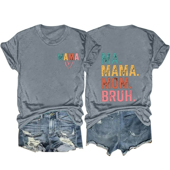 LYXSSBYX Summer Tops for Women 2024 Women's Letter Printed Double-sided Printing Short Sleeved Casual Loose Top Short Sleeved Round Neck Top/shirt