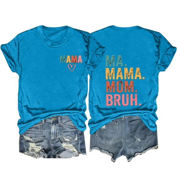 LYXSSBYX Summer Tops for Women 2024 Women's Letter Printed Double-sided Printing Short Sleeved Casual Loose Top Short Sleeved Round Neck Top/shirt