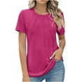 thumbnail image 1 of LYXSSBYX Summer Tops for Women Clearance under 5.00 Women's Short Sleeve Solid Color Basics Crewneck Casual Top Pullover T-Shirt, 1 of 9