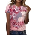 thumbnail image 1 of LYXSSBYX Summer Tops for Women under 5.00 Women's Casual Women's Day Printed Round Neck Short Sleeved T-Shirt Top, 1 of 4