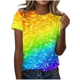 thumbnail image 1 of LYXSSBYX Summer Tshirts for Women Clearance Women Fashion Summer Sexy Printed Regular Women Short Sleeves Round Neck, 1 of 4