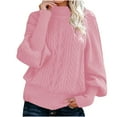 thumbnail image 1 of LYXSSBYX Sweaters for Women Women Casual Solid Long Sleeve Thick Knit Pullover Crewneck Sweater Coat, 1 of 6