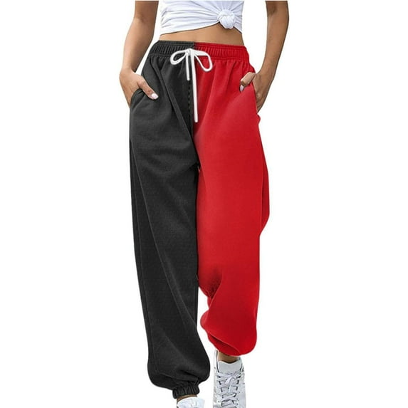 LYXSSBYX Sweatpants Women Womens Casual Color Block Sweatpants Loose Lounge Trousers With Pockets High Waist Pants