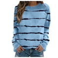 thumbnail image 1 of LYXSSBYX Sweatshirts for Women Loose Fit Fashion Women Comfortable Casual Stripe Printed Long Sleeve Round-Neck Blouses Tops T-Shirt, 1 of 6