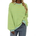 thumbnail image 1 of LYXSSBYX Sweatshirts for Women Loose Fit Women's Fashionable Loose Casual Striped Color Blocking Long Sleeved Round Neck Top/shirt, 1 of 2