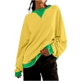thumbnail image 1 of LYXSSBYX Sweatshirts for Women Loose Fit Women's Fashionable Loose Fitting Casual Color Blocking Round Neck Long Sleeved Top, 1 of 7
