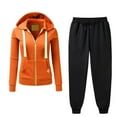 thumbnail image 1 of LYXSSBYX Sweatsuits 2pcs Sets Womens Hot Sale Clearance Fashionable Women's V-neck Color Long Sleeved Pants Set, 1 of 6