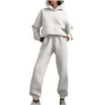 thumbnail image 1 of LYXSSBYX Sweatsuits 2pcs Sets Womens Hot Sale Clearance Women Casual Solid Color Two Piece Long Pants Hooded Pullover Long Sleeve Sweatshirts Sets, 1 of 8