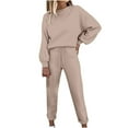 thumbnail image 1 of LYXSSBYX Sweatsuits 2pcs Sets Womens Hot Sale Women's Solid Color Pullover Long Sleeve Top + Casual Pants 2 Piece Set, 1 of 9