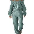 thumbnail image 1 of LYXSSBYX Sweatsuits 2pcs Sets Womens Women's Two-Piece Sweatshirt and Pants with Brushed Fleece for Sports Comfort, Street Fashion and Leisure Two-Piece Set, 1 of 5