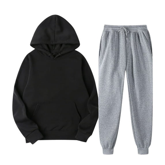 LYXSSBYX Sweatsuits 2pcs Sets Womens with Hoodie Clearance Men's Fashion Casual Solid Color Sports Two-piece Hooded Sweatshirts+ Trousers