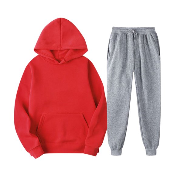 LYXSSBYX Sweatsuits 2pcs Sets Womens with Hoodie Clearance Men's Fashion Casual Solid Color Sports Two-piece Hooded Sweatshirts+ Trousers