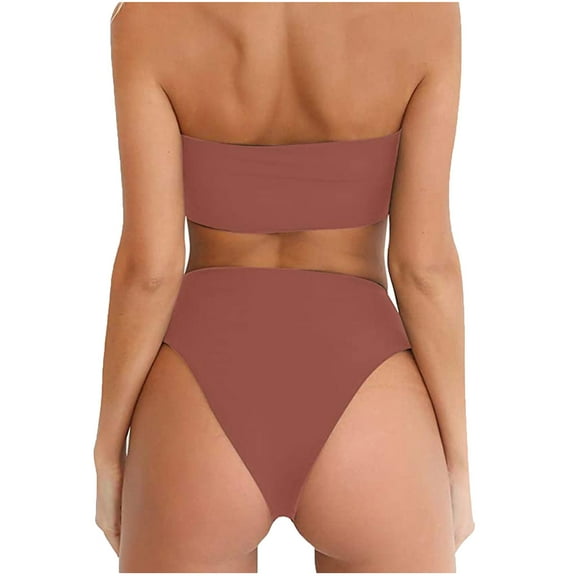 LYXSSBYX Swimsuits for Women Two Piece Fashion Sexy Women Solid Buckle Bikini Push-Up Padded Swimwear Swimsuit Set