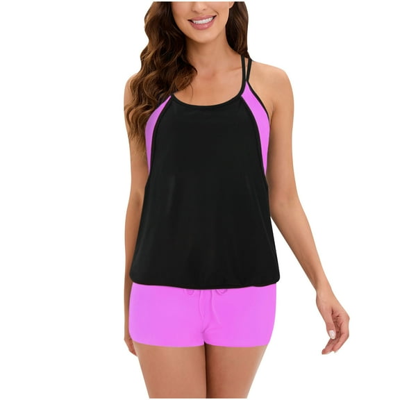 LYXSSBYX Swimsuits for Women Two Piece Summer Women's Split Printed Sexy High Waist Open Back Bikini Swimsuit