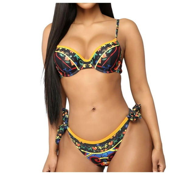 LYXSSBYX Swimsuits for Women Two Piece Women Bandeau Bandage Bikini Set Push-up Brazilian Swimwear Beachwear Swimsuit