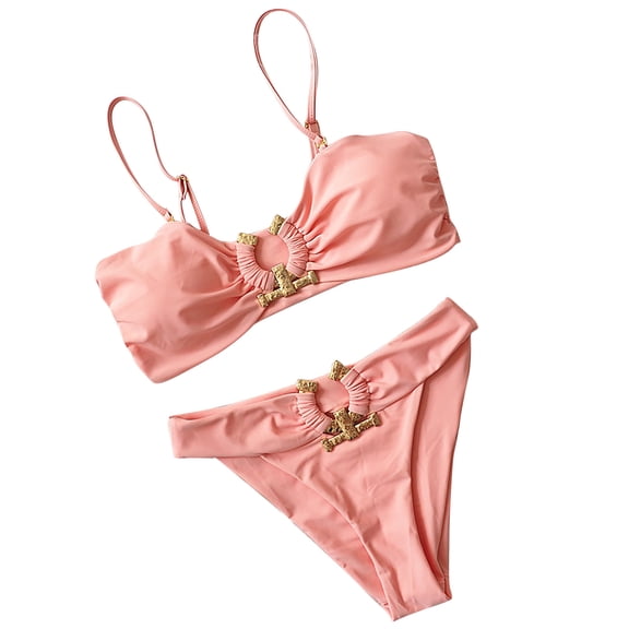 LYXSSBYX Swimsuits for Women Two Piece Women Summer Fashion Solid Tank Sexy Two-Piece Metal Bikini Swimsuit Swimwear