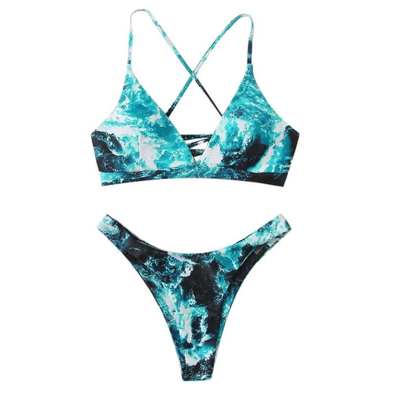 LYXSSBYX Swimsuits for Women Two Piece Womens Women Gradient Print Bikini Two Piece Swimwear Push-Up Swimsuit Bathing Suit