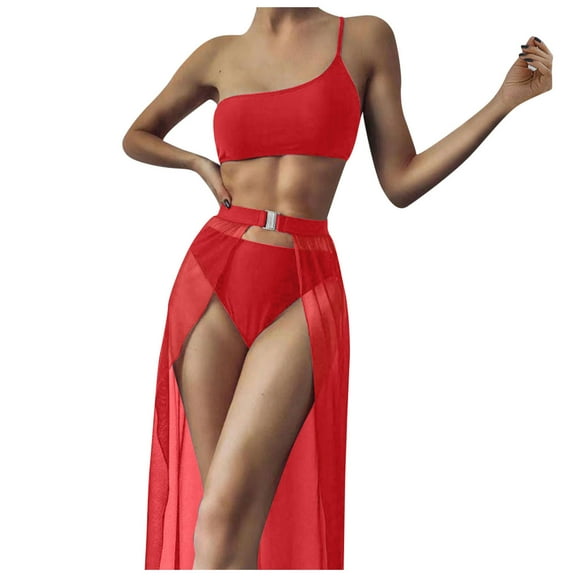 LYXSSBYX Swimsuits for Women Two Piece Womens Women Three Piece Swimsuit Beach Solid Color Bikini Suit Swimsuit Beachwear