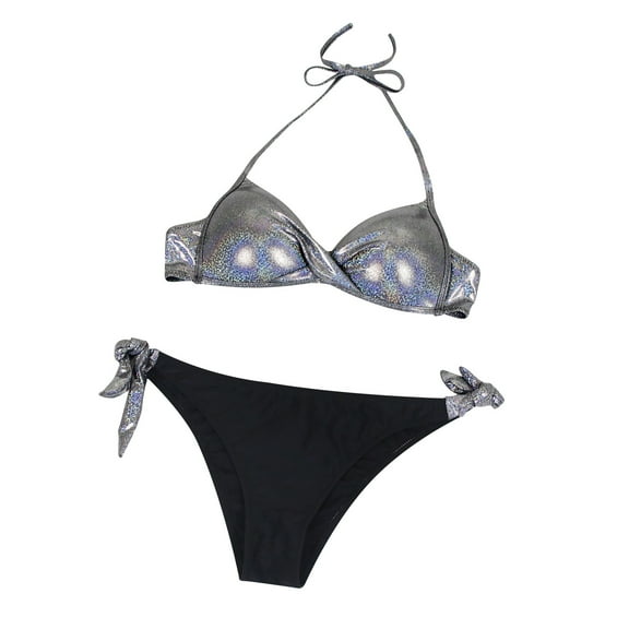 LYXSSBYX Swimsuits for Women Two Piece Womens Women's Sexy Split Bikini Two-Piece Solid Color Beach Padded Bra Swimsuit