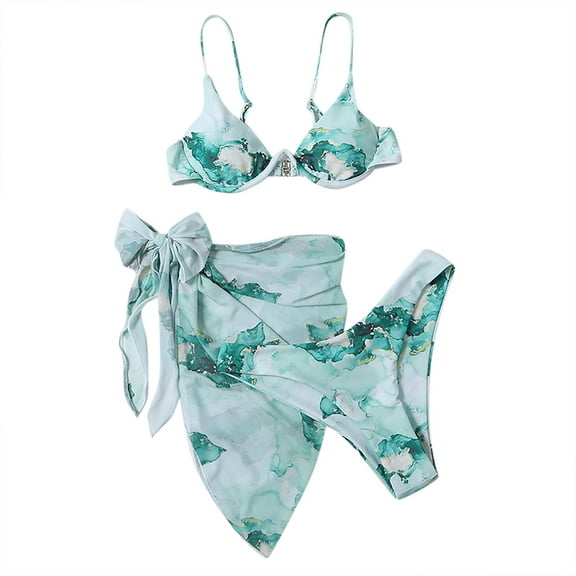 LYXSSBYX Swimsuits for Women Two Piece Womens Women's Tie-dye Printed Cross-tie Chiffon Three-piece Sexy Split Bikini Swimsuit