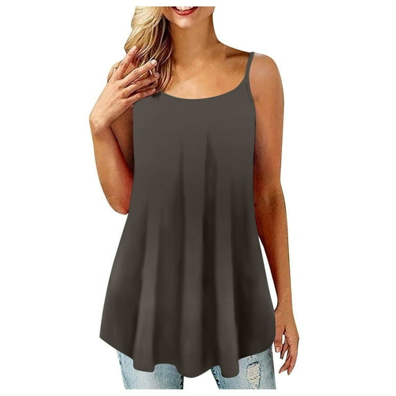 LYXSSBYX Tank Top for Women Clearance Women's Fashion Solid Color Vest Sleeveless Blouse Rond-neck Suspenders Tops