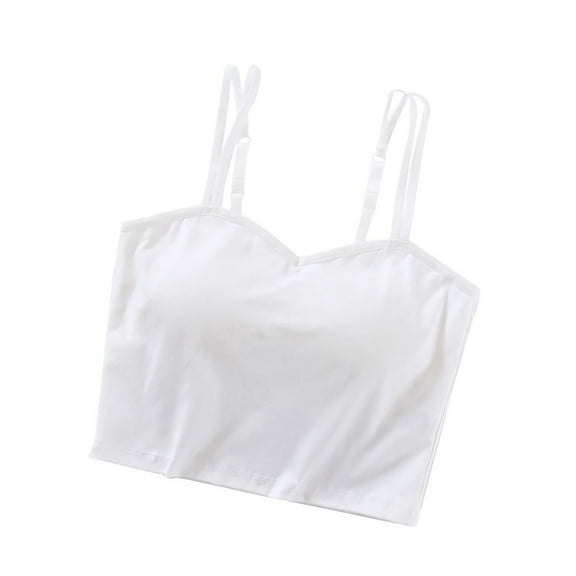 LYXSSBYX Tank Top with Built in Bra Women's Straight Neck Suspender, Solid Color, Breast Pad, Camisole, Top Underneath, Women